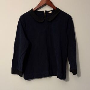 J. Crew Dark Blue Sweater with Black Accents